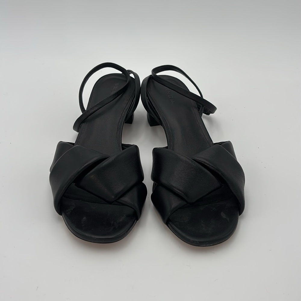 NEW Vince Rosalie Black Leather Block Heels 40 - Picture 3 of 5